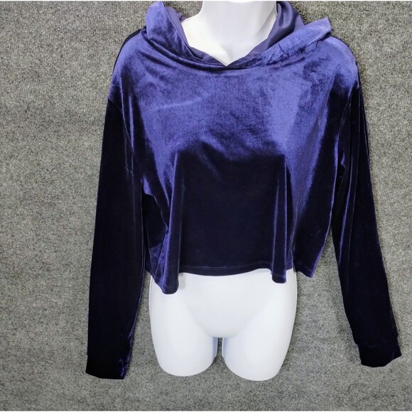 Royal Purple Velour Y2K Hoodie Size L Regency Preppy Athleisure Loungewear Track - Picture 2 of 9